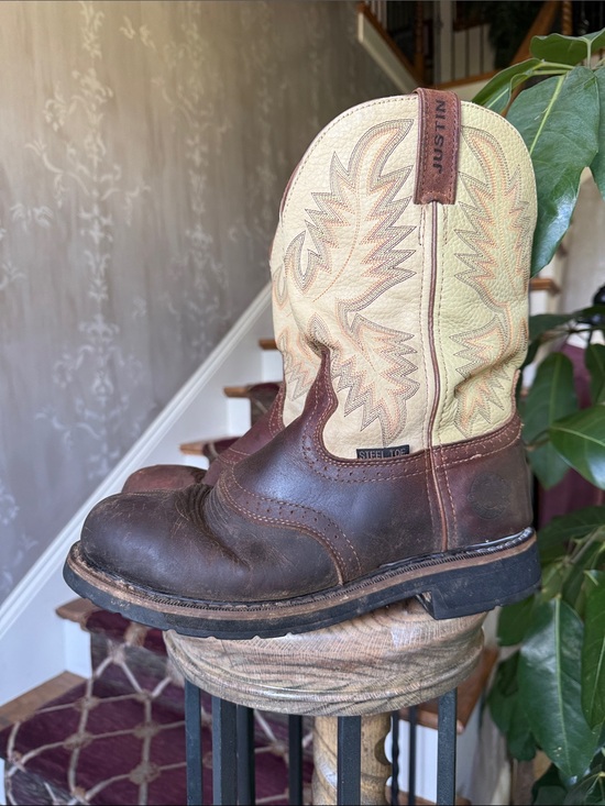 Justin Boots Other - JUSTIN men’s superintendent steel toe work boot size 10 preowned very good cond